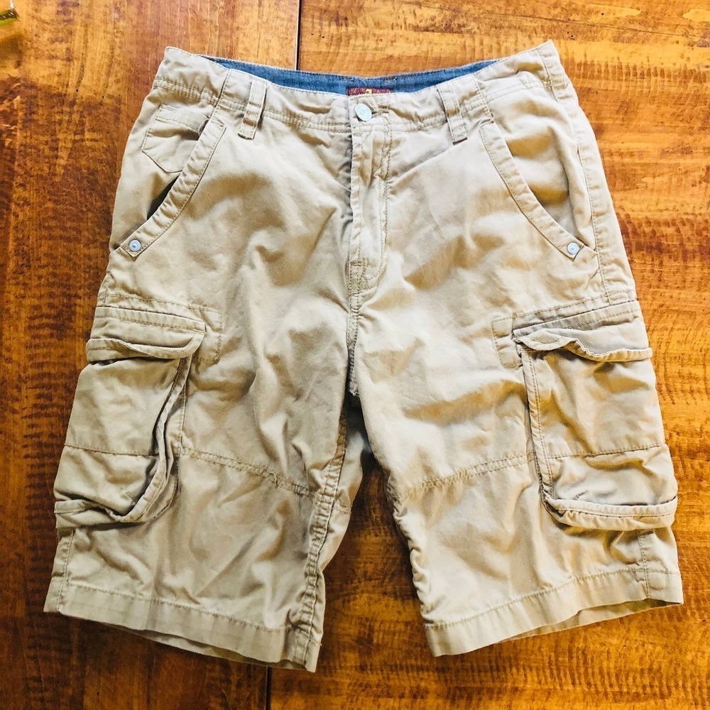 ⛱️7 For All Mankind - Boys’ Khaki Cargo Shorts - 14
